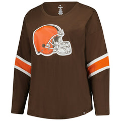 Cleveland Browns Women's Plus Size Redzone 3/4-Sleeve Scoop Neck T-Shirt Brown - Fanatics