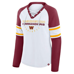 Washington Commanders Women's Plus Size Redzone Lace Up Long Sleeve T-Shirt White - Fanatics