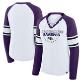 Baltimore Ravens Women's Plus Size Redzone Lace Up Long Sleeve T-Shirt White - Fanatics