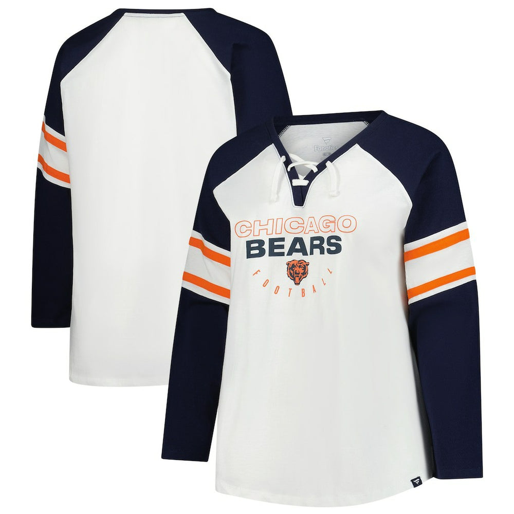 Chicago Bears Women's Plus Size Redzone Lace Up Long Sleeve T-Shirt White - Fanatics