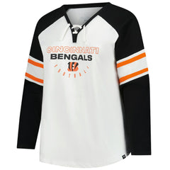 Cincinnati Bengals Women's Plus Size Redzone Lace Up Long Sleeve T-Shirt White - Fanatics