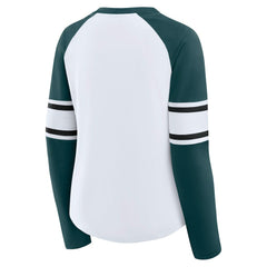 Philadelphia Eagles Women's Plus Size Redzone Lace Up Long Sleeve T-Shirt White - Fanatics