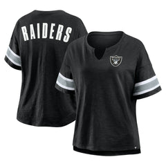 Las Vegas Raiders Women's Plus Size Redzone Notch Neck T-Shirt Black - Fanatics