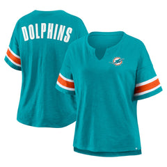 Miami Dolphins Women's Plus Size Redzone Notch Neck T-Shirt Aqua - Fanatics