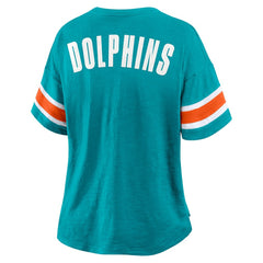 Miami Dolphins Women's Plus Size Redzone Notch Neck T-Shirt Aqua - Fanatics