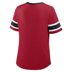 San Francisco 49ers Women's Plus Size Red Zone Athena Lace-Up V-Notch Neck T-Shirt Scarlet - Fanatics