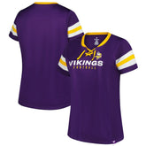 Minnesota Vikings Women's Plus Size Rhinestone Redzone Athena Lace-Up Notch Neck T-Shirt Purple - Fanatics