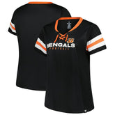 Cincinnati Bengals Women's Plus Size Red Zone Athena Lace-Up V-Notch Neck T-Shirt Black - Fanatics