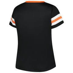 Cincinnati Bengals Women's Plus Size Red Zone Athena Lace-Up V-Notch Neck T-Shirt Black - Fanatics