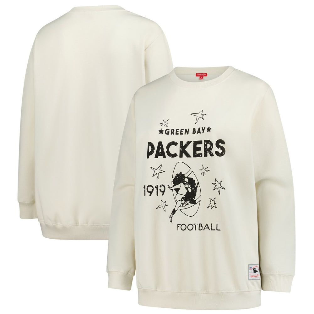 Green Bay Packers Women's Plus Size Shooting Star Sweatshirt Cream - Mitchell & Ness