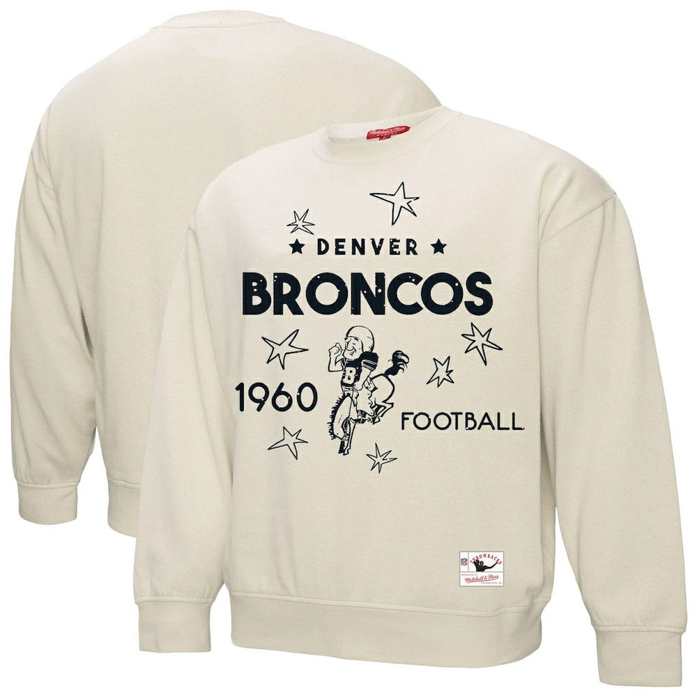 Denver Broncos Women's Plus Size Shooting Star Sweatshirt Cream - Mitchell & Ness
