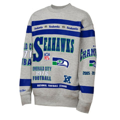 Seattle Seahawks Youth Throwback All-Over Print Fleece Sweatshirt Gray - Mitchell & Ness