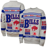 Buffalo Bills Youth Throwback All-Over Print Fleece Sweatshirt Gray - Mitchell & Ness