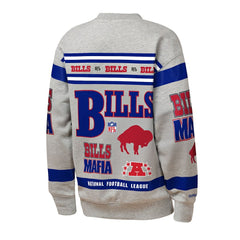 Buffalo Bills Youth Throwback All-Over Print Fleece Sweatshirt Gray - Mitchell & Ness