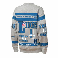 Detroit Lions Youth Throwback All-Over Print Fleece Sweatshirt Gray - Mitchell & Ness