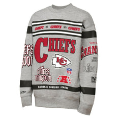 Kansas City Chiefs Youth Throwback All-Over Print Fleece Sweatshirt Gray - Mitchell & Ness
