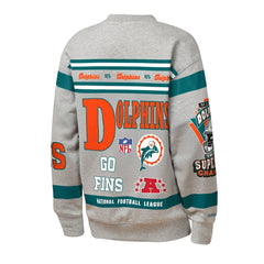 Miami Dolphins Youth Throwback All-Over Print Fleece Sweatshirt Gray - Mitchell & Ness