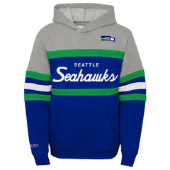 Seattle Seahawks Youth Throwback Head Coach Pullover Hoodie Royal - Mitchell & Ness
