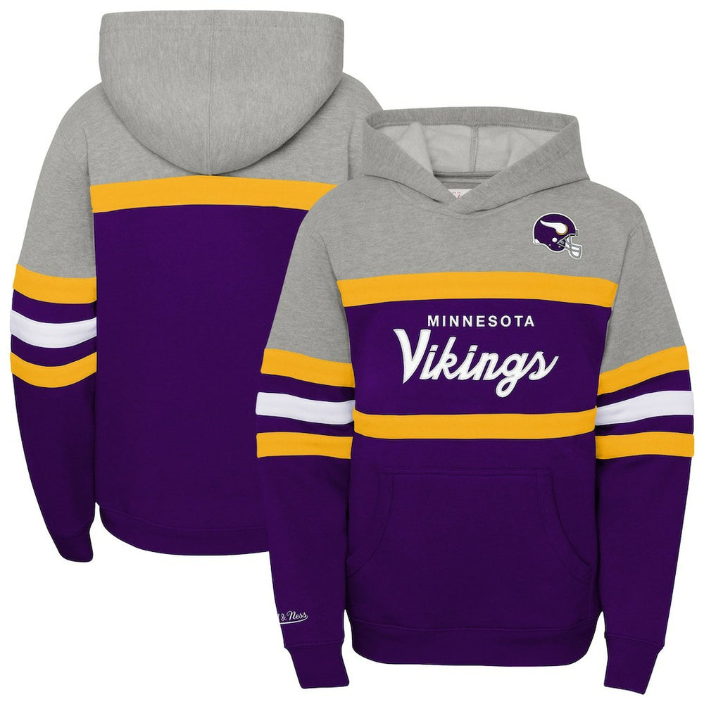 Minnesota Vikings Youth Throwback Head Coach Pullover Hoodie Purple - Mitchell & Ness