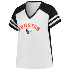 C.J. Stroud Houston Texans Women's Plus Size Bling V-Neck T-Shirt White - Fanatics