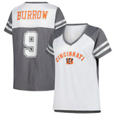 Joe Burrow Cincinnati Bengals Women's Plus Size Bling V-Neck T-Shirt White - Fanatics