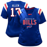 Josh Allen Buffalo Bills Women's Plus Size Name & Number Raglan Lace V-Neck T-Shirt Royal - Fanatics