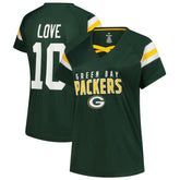 Jordan Love Green Bay Packers Women's Plus Size Name & Number Raglan Lace V-Neck T-Shirt Green - Fanatics