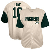 Jordan Love Green Bay Packers Big & Tall Baseball Button-Up Shirt Cream - Fanatics