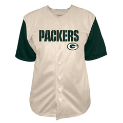 Jordan Love Green Bay Packers Big & Tall Baseball Button-Up Shirt Cream - Fanatics