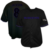 Lamar Jackson Baltimore Ravens Big & Tall Baseball Button-Up Shirt Black - Fanatics