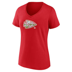 Kansas City Chiefs Women's Number 1 Mom Floral V-Neck T-Shirt Red - NFL