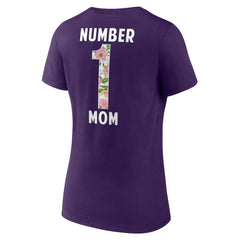 Baltimore Ravens Women's Number 1 Mom Floral V-Neck T-Shirt Purple - NFL