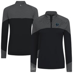 Miami Marlins Levelwear Women's Classic Stripes Insignia 2.0 Raglan Quarter-Zip Top Clearance