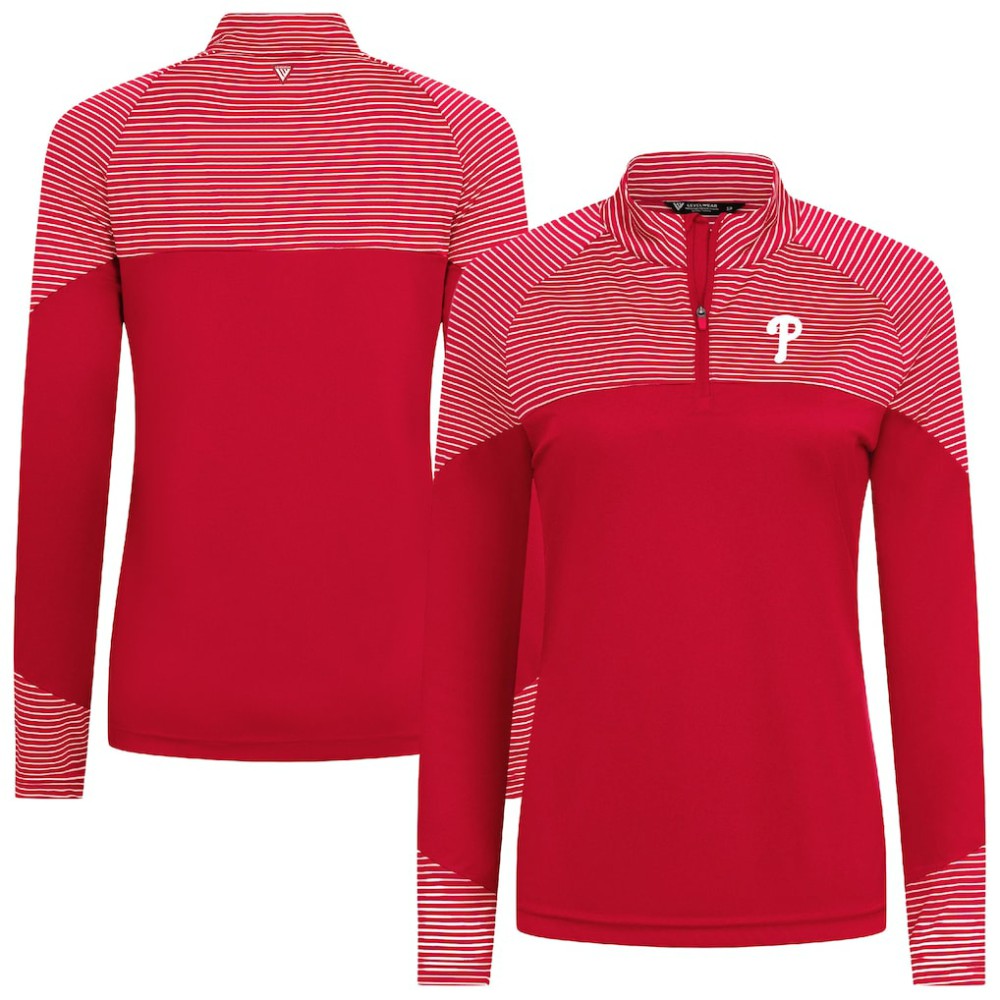Philadelphia Phillies Levelwear Women's Classic Stripes Insignia 2.0 Raglan Quarter-Zip Top for sale