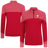 Philadelphia Phillies Levelwear Women's Classic Stripes Insignia 2.0 Raglan Quarter-Zip Top for sale