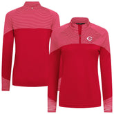 Cincinnati Reds Levelwear Women's Classic Stripes Insignia 2.0 Raglan Quarter-Zip Top On Sale