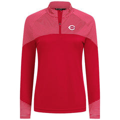 Cincinnati Reds Levelwear Women's Classic Stripes Insignia 2.0 Raglan Quarter-Zip Top On Sale