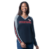 Cleveland Guardians G-III 4Her by Carl Banks Women's Top Dog Raglan Long Sleeve V-Neck T-Shirt for sale