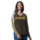 San Diego Padres G-III 4Her by Carl Banks Women's Top Dog Raglan Long Sleeve V-Neck T-Shirt Lifestyle