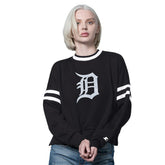Detroit Tigers Starter Women's Rally Cropped Drop Shoulder Crewneck Sweatshirt for sale