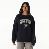 Dallas Cowboys The Wild Collective Women's Rock Crystal Oversized Crewneck Sweatshirt Navy - NFL