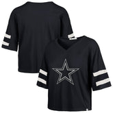 Dallas Cowboys '47 Women's Premier Scout Cropped V-Neck T-Shirt Navy - 47 brand
