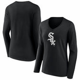 Chicago White Sox Women's Logo Long Sleeve V-Neck T-Shirt On Sale