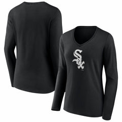 Chicago White Sox Women's Logo Long Sleeve V-Neck T-Shirt On Sale