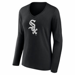 Chicago White Sox Women's Logo Long Sleeve V-Neck T-Shirt On Sale