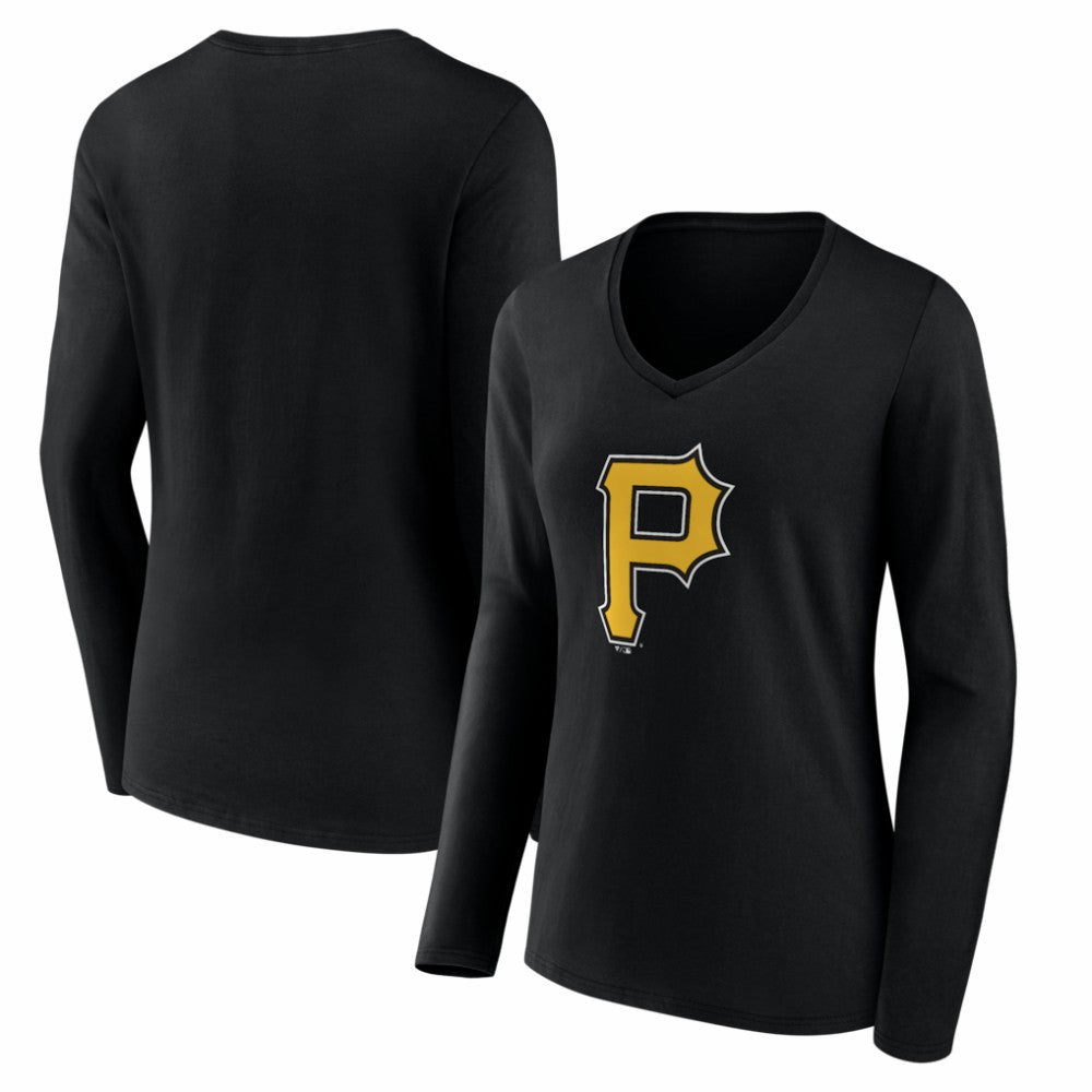 Pittsburgh Pirates Women's Logo Long Sleeve V-Neck T-Shirt Lifestyle