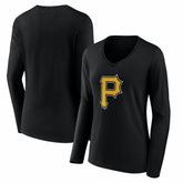 Pittsburgh Pirates Women's Logo Long Sleeve V-Neck T-Shirt Lifestyle