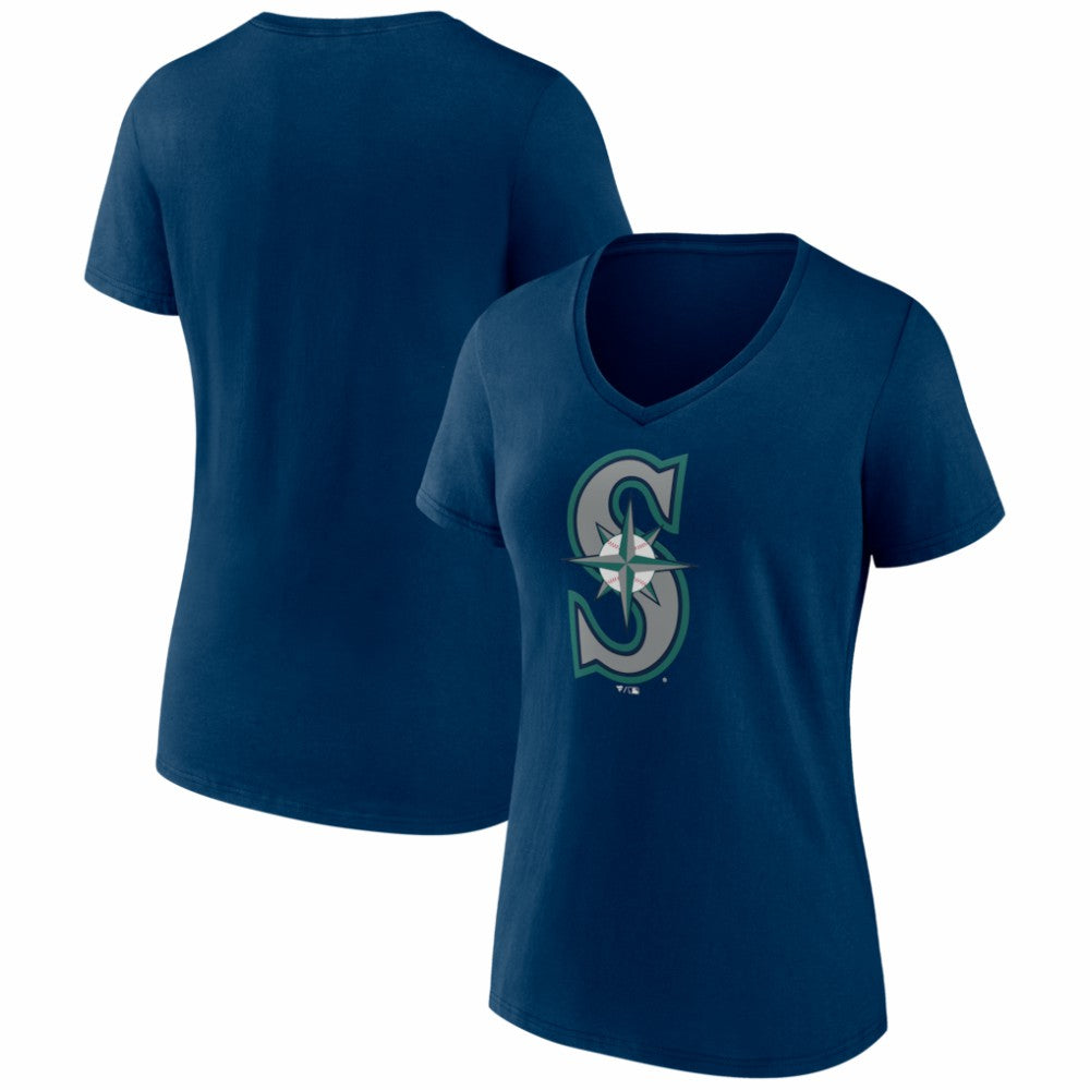 Seattle Mariners Women's Logo V-Neck T-Shirt On Sale