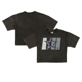 Dallas Cowboys New Era Women's Boxy Cropped Sport Night Mineral Wash T-Shirt Black - NFL