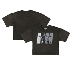 Dallas Cowboys New Era Women's Boxy Cropped Sport Night Mineral Wash T-Shirt Black - NFL